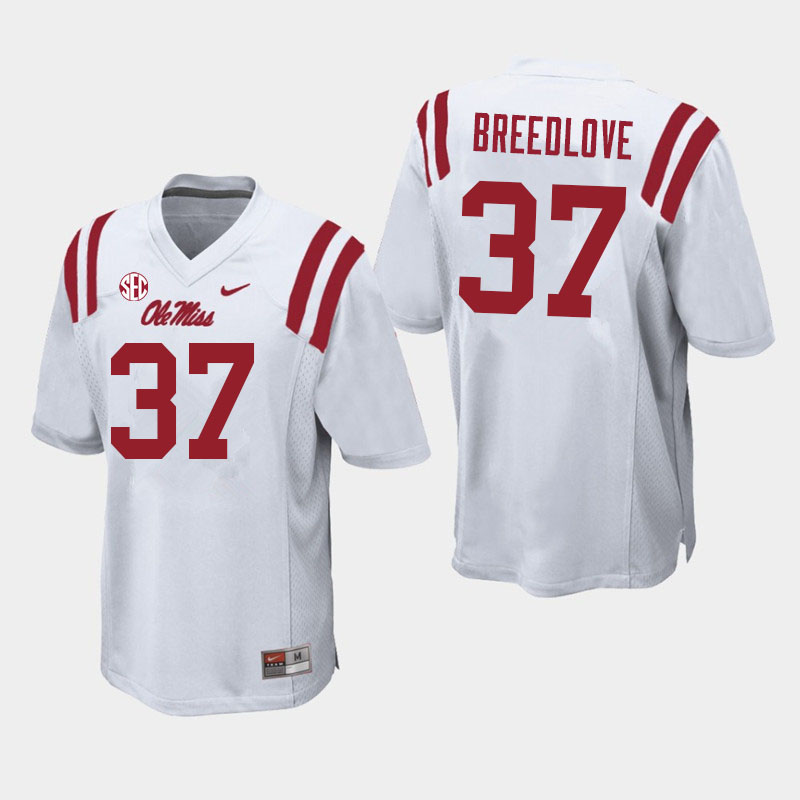 Kyndrich Breedlove Ole Miss Rebels NCAA Men's White #37 Stitched Limited College Football Jersey GWV0658FH